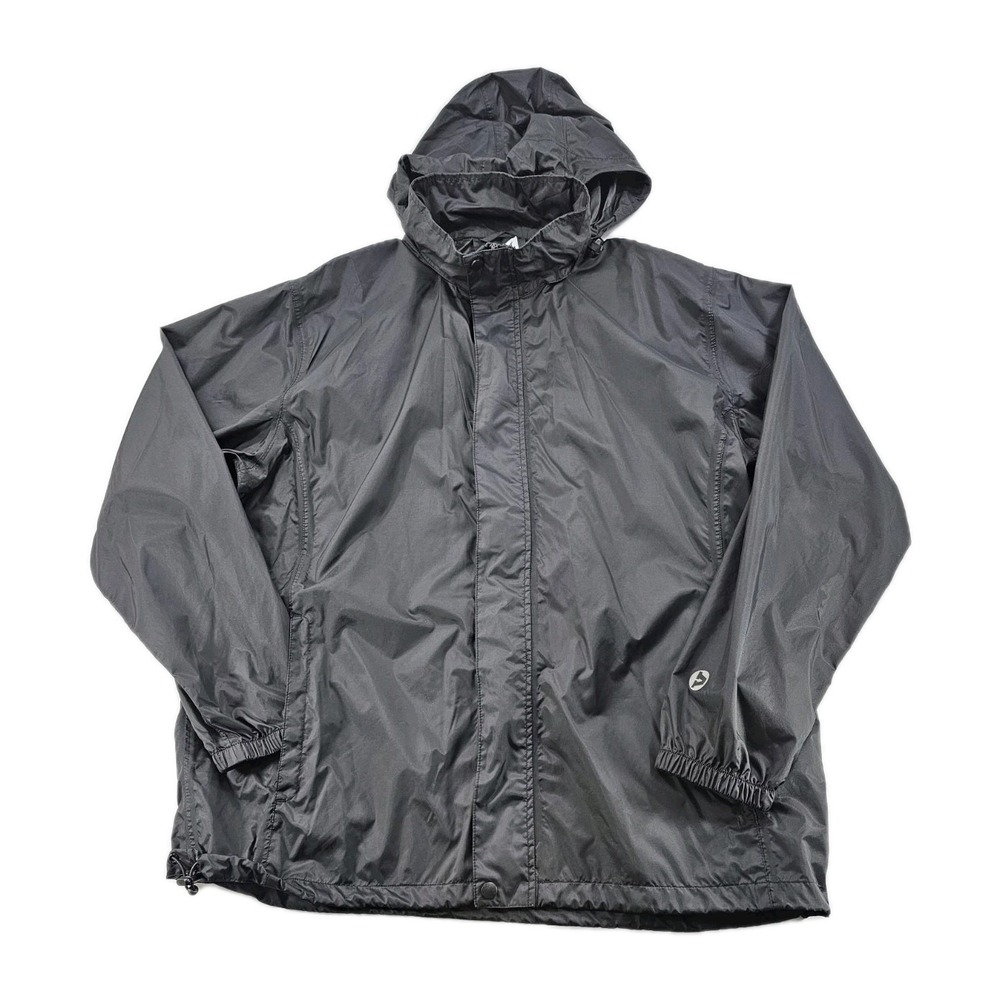 Outdoor Ventures Men's Lightweight Rain Wind Jacket XXL Black Packable Hooded